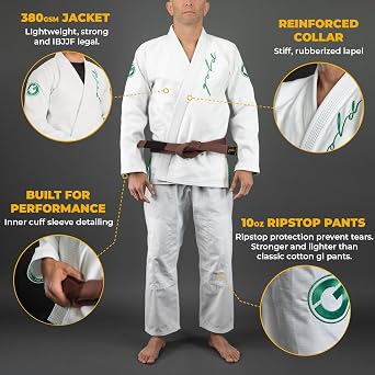 Gold BJJ Comp380 Gi - Lightweight IBJJF Legal Jiu Jitsu Gi for Men and Women (White, A0)