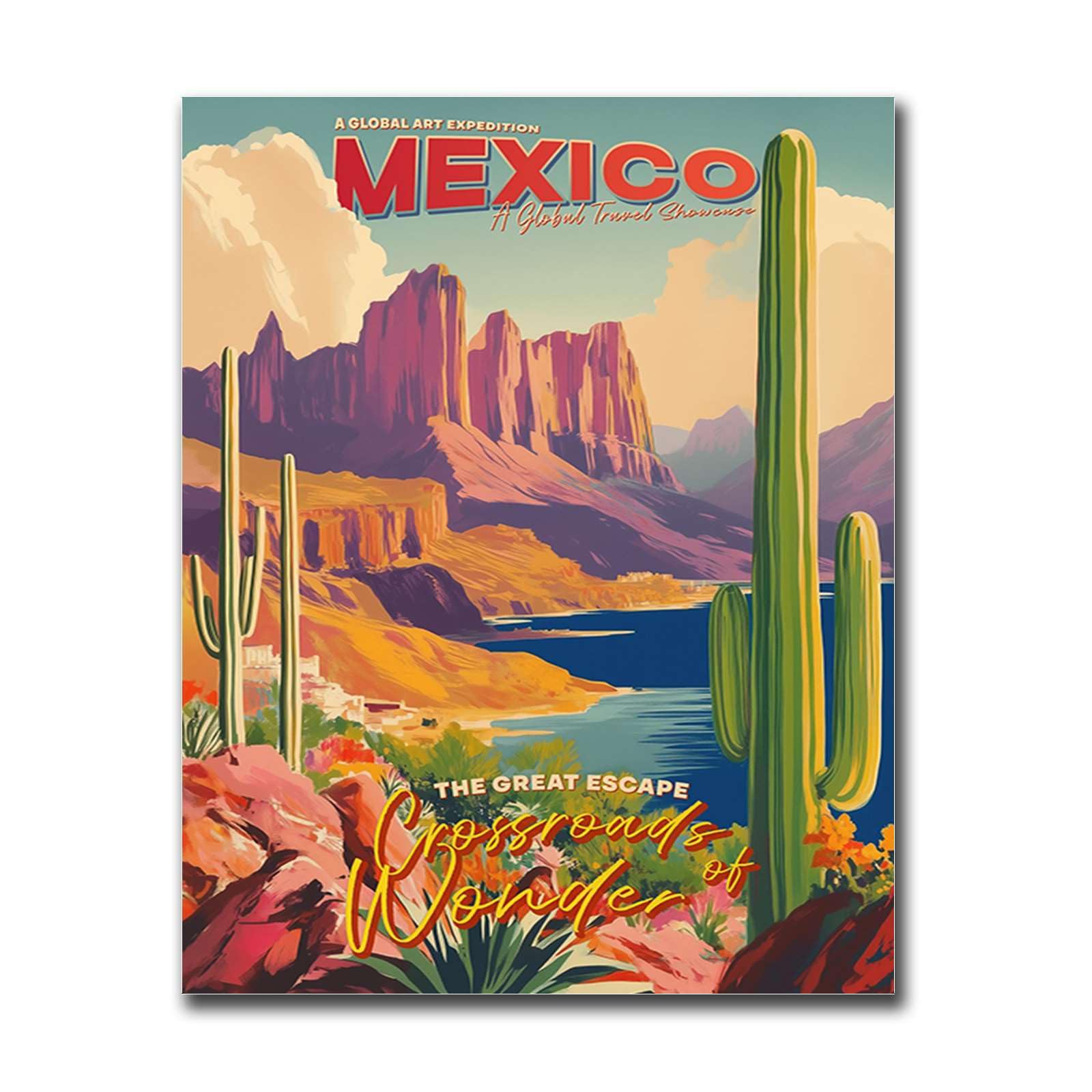 Amazon.com: LUCKLYDOUDOU Poster Wall Art Picture Retro Desert