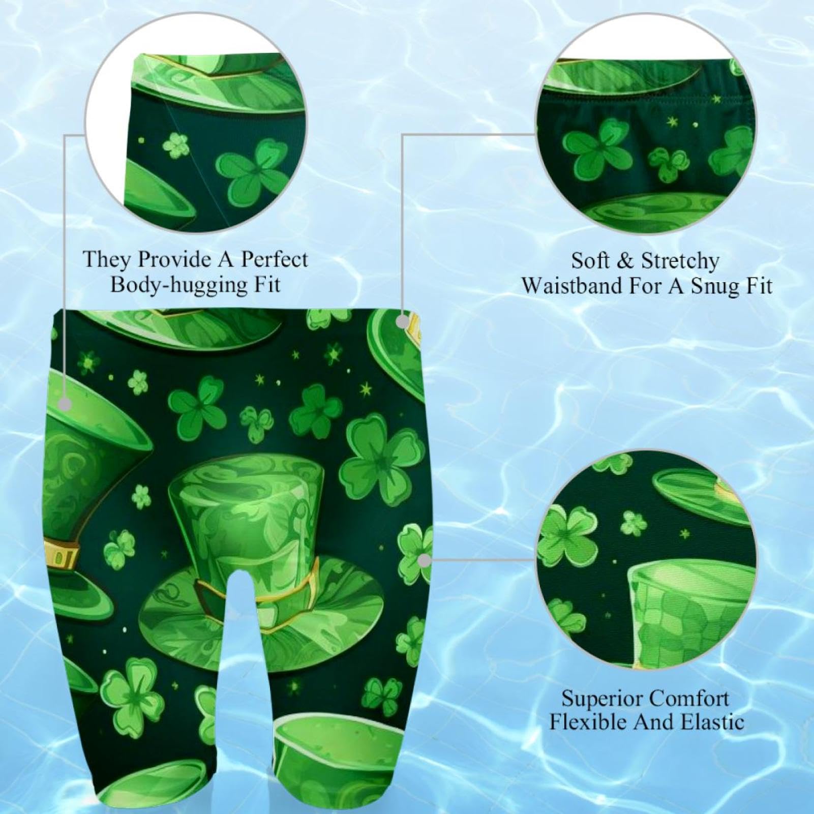 St Patrick's Day Swimsuit for Men & Boys,Competition Lap Swim Suit, Square Leg Endurance Training Multicoloured