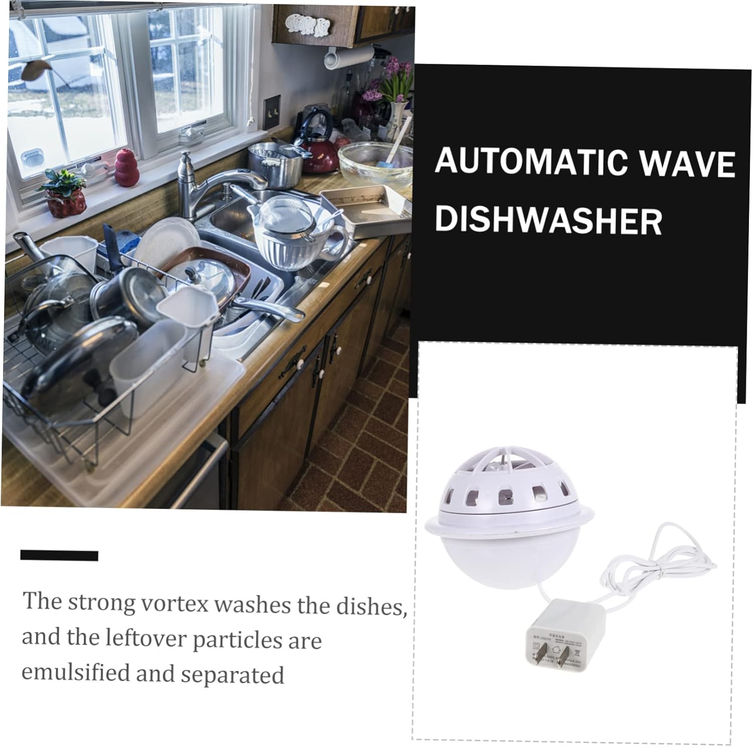 Portable Mini Dishwasher for Fruits and Vegetables USB Rechargeable Wave Dishwasher Compact Household Dish Cleaning Machine