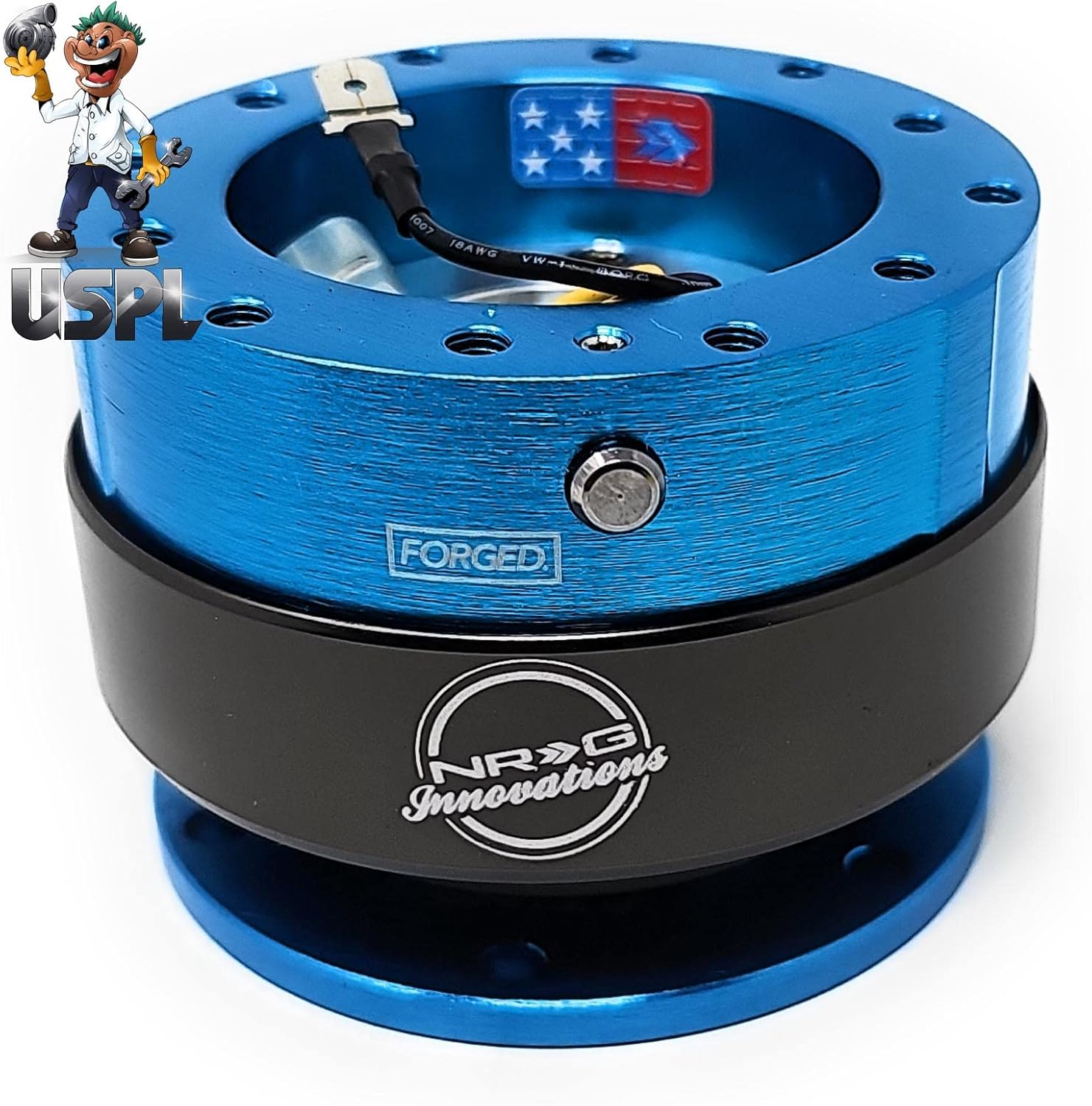 NRG (SRK-200) Neo Blue Aluminum GEN 2.0 Racing Performance Steering Wheel Quick Release Adapter Fit 2-Way 6-Hole Pattern Design