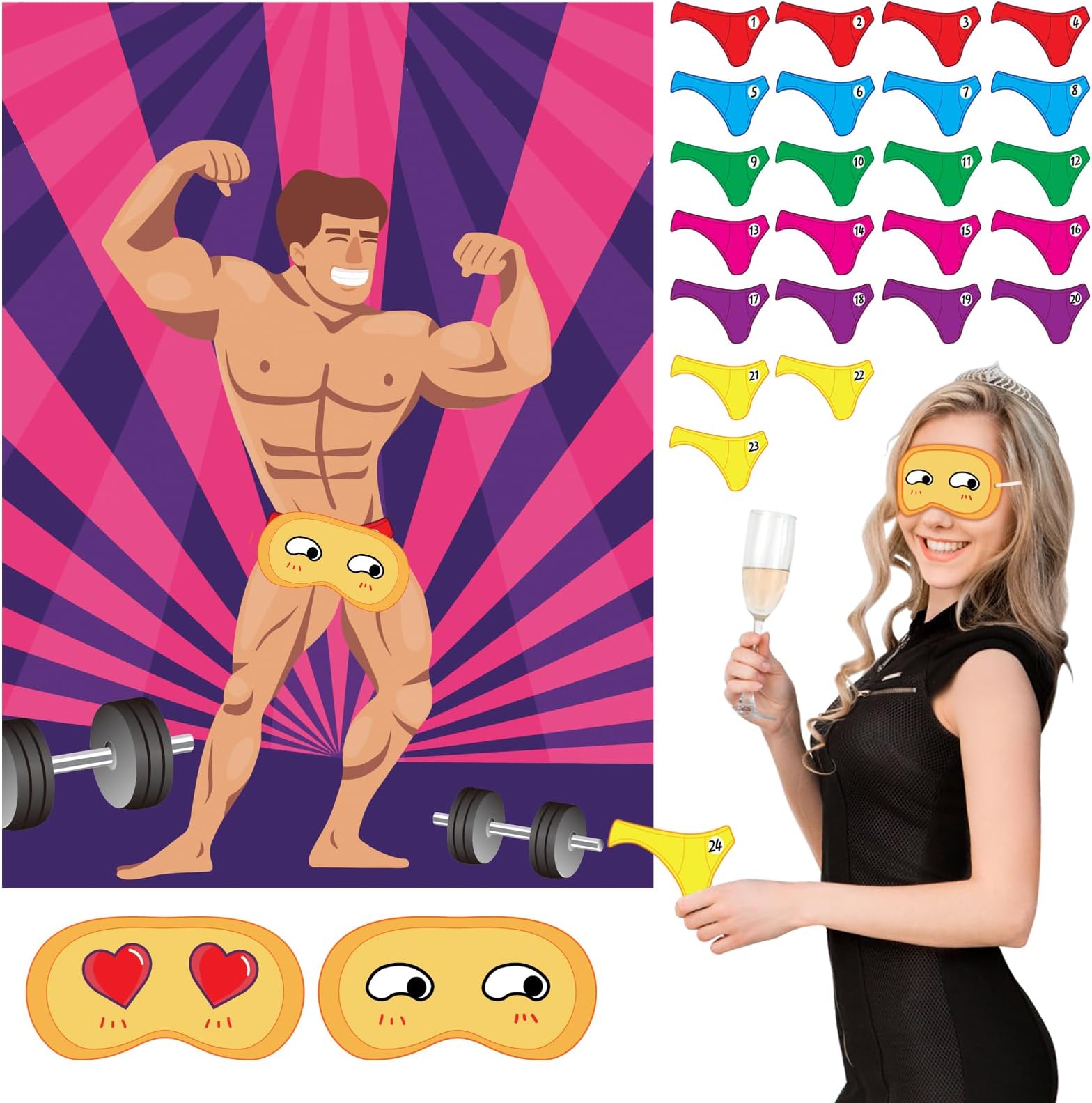MIAHART Hen Night Party Games Large Size Poster 24 Player Bridal Bachelorette Party Games Hen Do Accessories