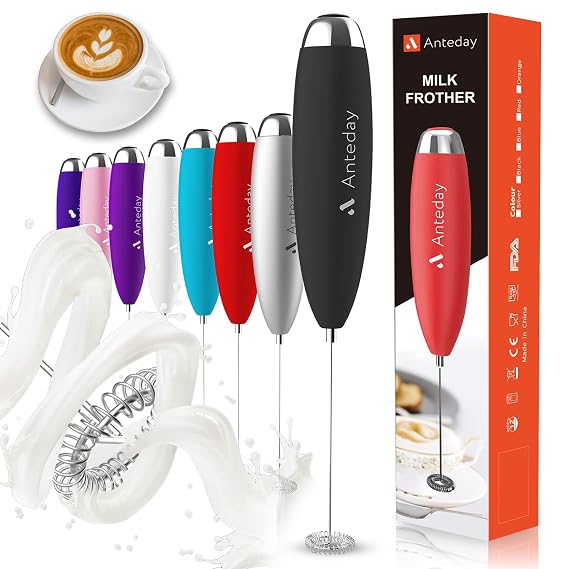 Electric Milk Frother Handheld For Coffee, Upgraded Durable Low Noise Motor Electric Whisk Mini Drink Mixer Foam Maker For Cold Milk Bulletproof Coffee Latte Cappuccino Hot Chocolate Matcha in Kitchen