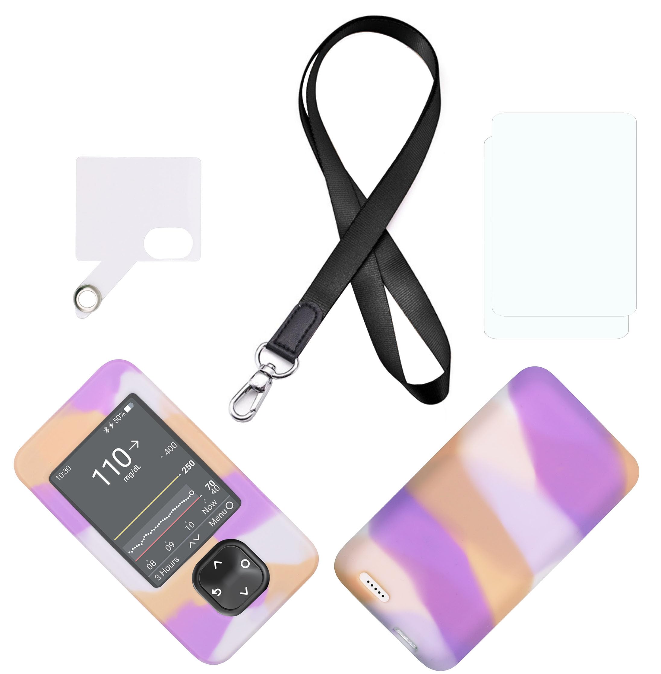 Funda de silicona para receptor Dexcom G7 G6 SNK morada con protector pantalla 4
