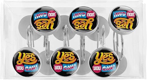 Miniatura 5 de Yes You Can Decorative Shower Curtain Hooks, Stainless Steel Shower Hook Rings for Bathroom, Crystal Glass Shower Curtain Rings Hanger, Set of 12
