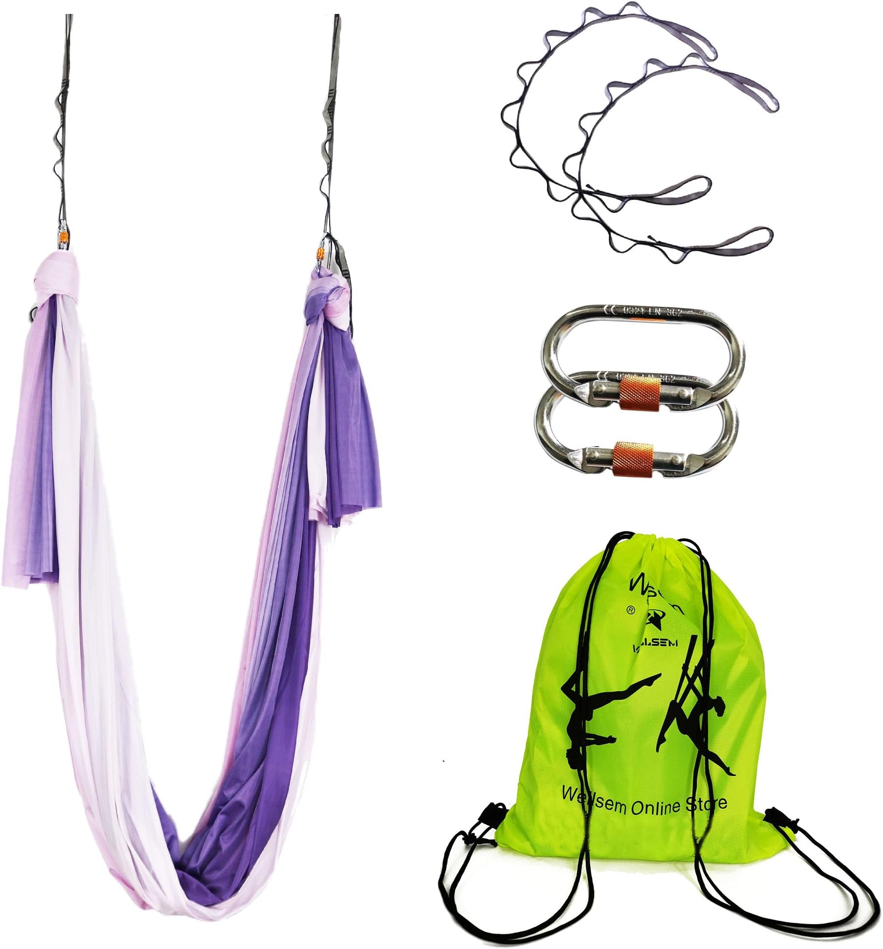 Aerial Yoga Hammock Aerial Pilates Silk Yoga Swing Set Inversion Equipment include daisy Chain, Pose Guide 5.5 yards