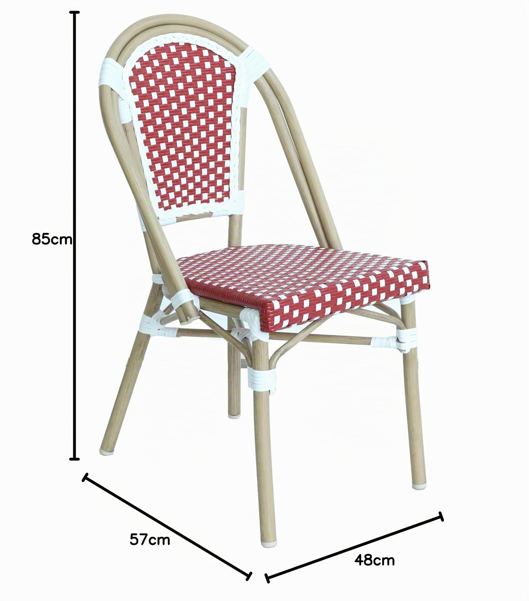 Oviala Chaise de terrasse bistrot Parisien en Aluminium et rotin Rouge