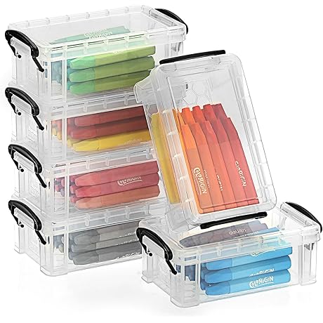 Multipurpose Stackable Clear Plastic Crayon Storage Boxes