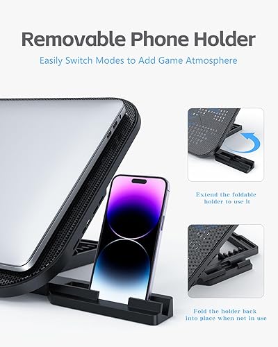 Miniatura 6 de Almohadilla de enfriamiento para laptop, enfriador de laptop con 3 ventiladores para portátiles de 12 a 17 pulgadas, soporte de refrigeración para