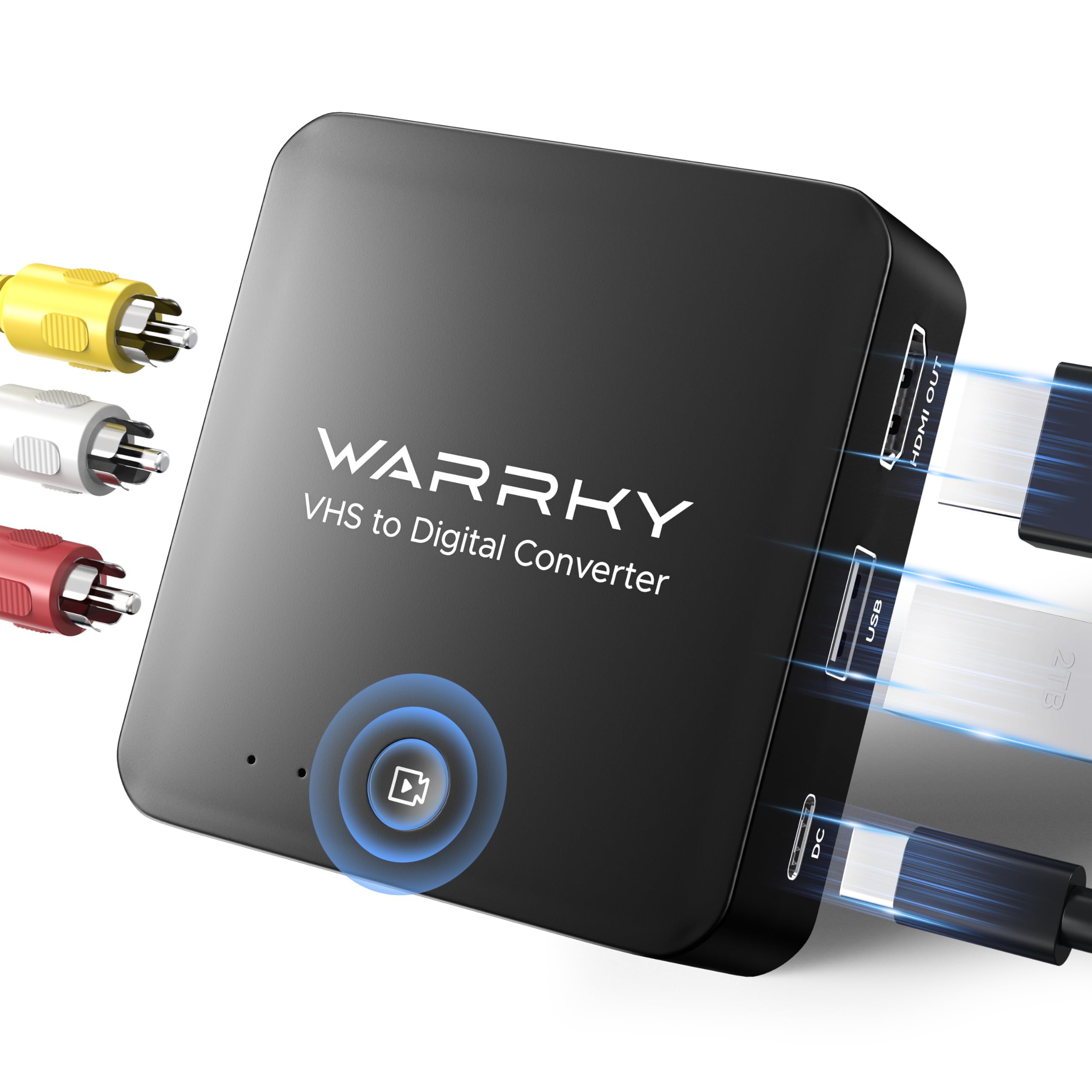 Warrky VHS to Digital Converter, RCA to HDMI Converter with Standalone Recording (No PC Needed, No Software Needed), Record VHS, PS/PS2/PS3, VCR, Hi8,