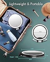 Vista 7 de FASCINATE Espejo de Aumento 10X 1X de Doble Cara con Magnificación Espejo de Tocador para Maquillaje Espejo Iluminado Recargable con 3