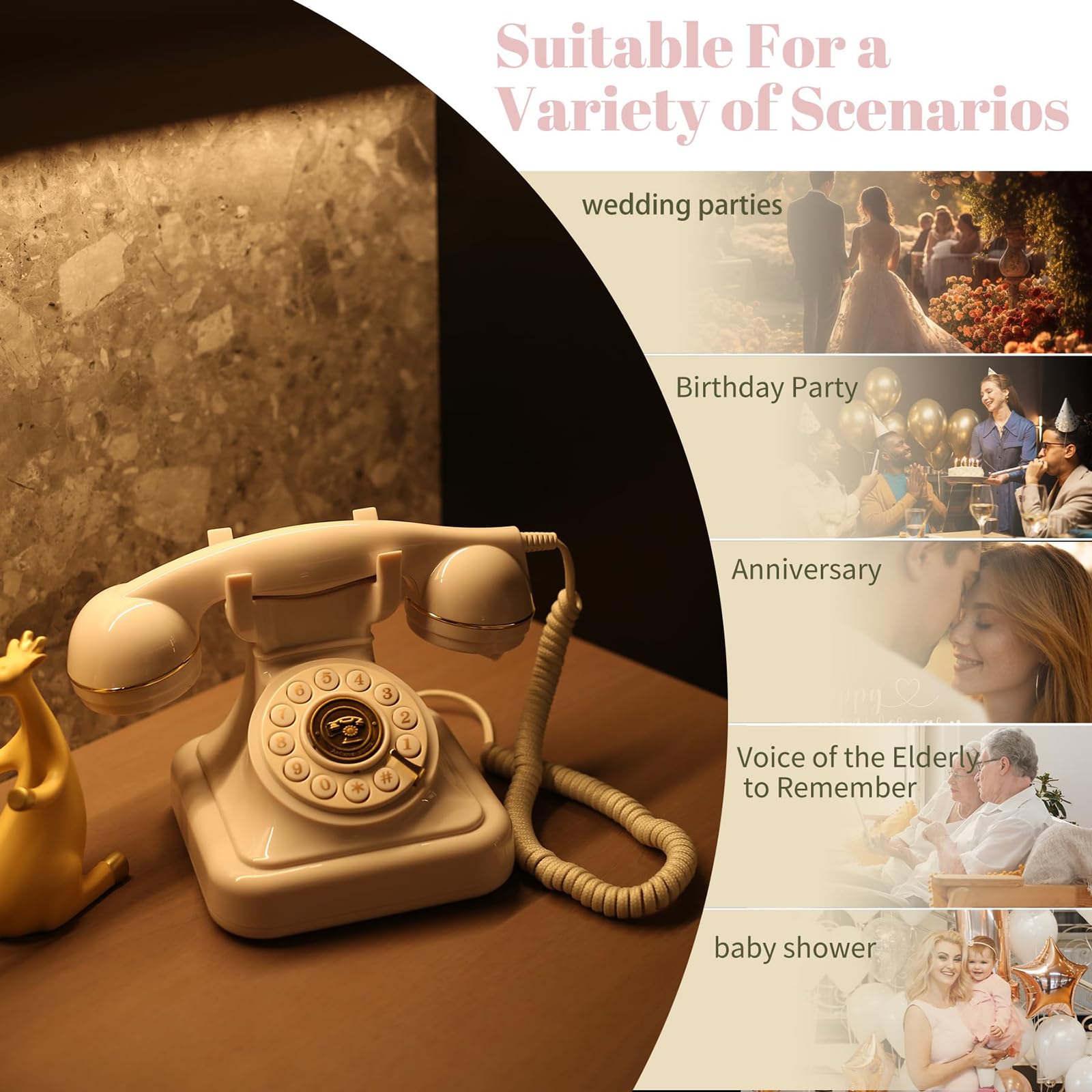 Księga gości audio na wesela, spersonalizowane wiadomości audio telefon na wieczór panieński, baby shower, urodziny, rocznice i nie tylko
