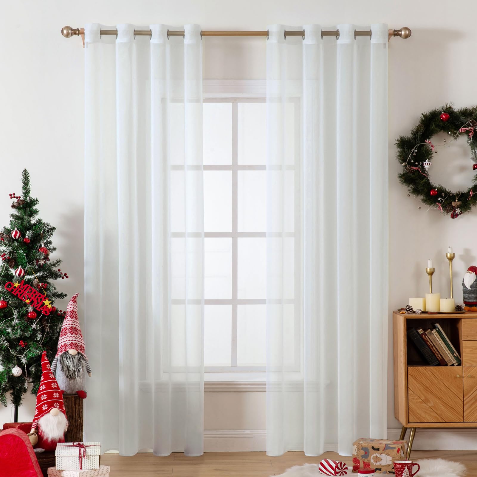 MIULEE Tende Trasparenti con Occhielli 140x260cm 2 Pannelli per Finestre Salotto