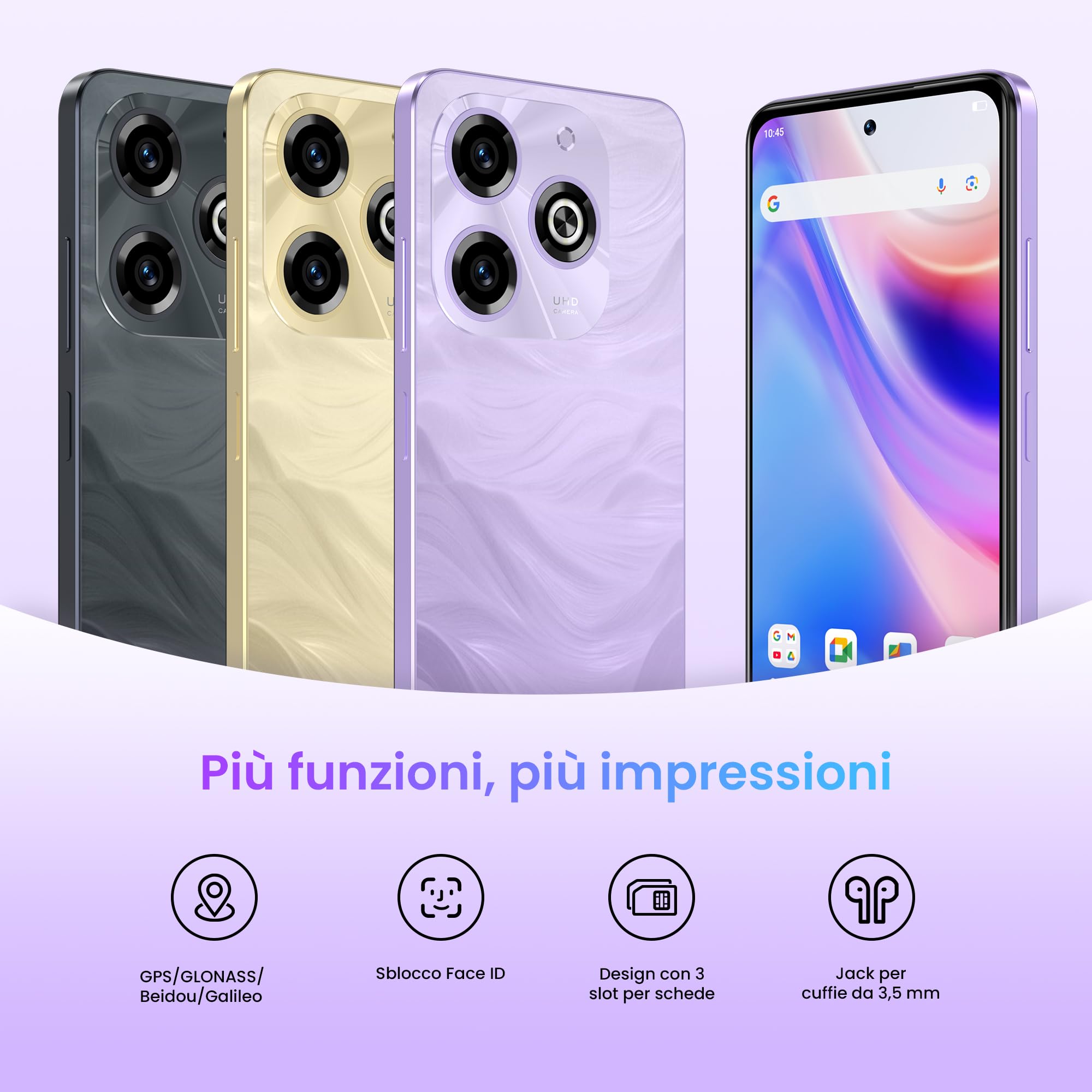 A11 Smartphone Android 15, 12GB RAM+128GB ROM/TF 1TB, 6.7'' HD+120Hz, Octa-Core Unisoc T7250 Telefono Cellulare, 5150mAh/13MP+8MP/Fingerprint/Face ID/4G Dual SIM/Widevine L1/OTG