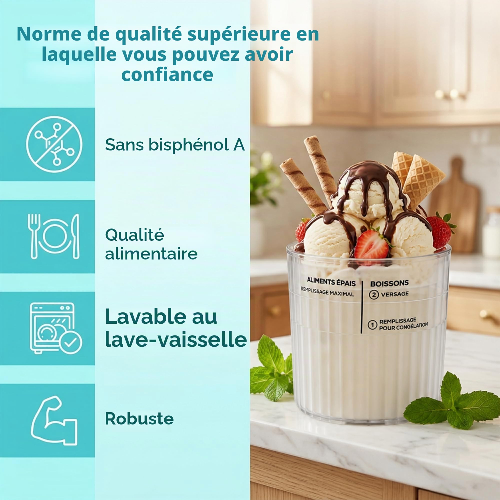 Set de 4 récipients pour Ninja CREAMi Deluxe, pintes de crème glacée de 24oz avec couvercles colorés, incluant 4 mini-cuillères et cuillère à glace en acier inoxydable, accessoire sans BPA et lavable