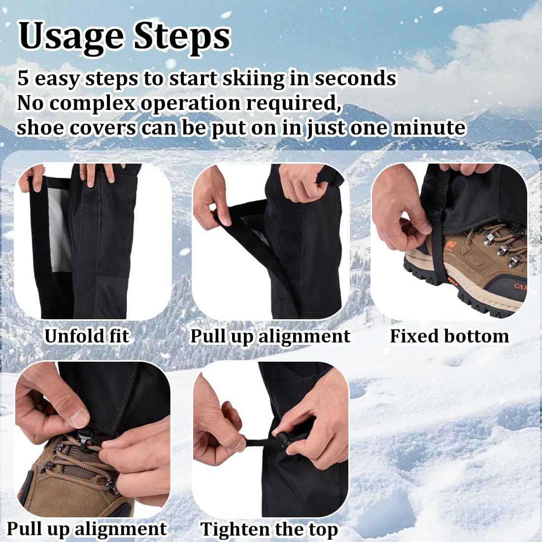 Ghette Impermeabili, Traspirante Trekking Ghette da Alpinismo, Legging Gaiters Outdoor Unisex Waterproof Breathable per Le Gambe, per Escursioni all'aperto Sci Arrampicata