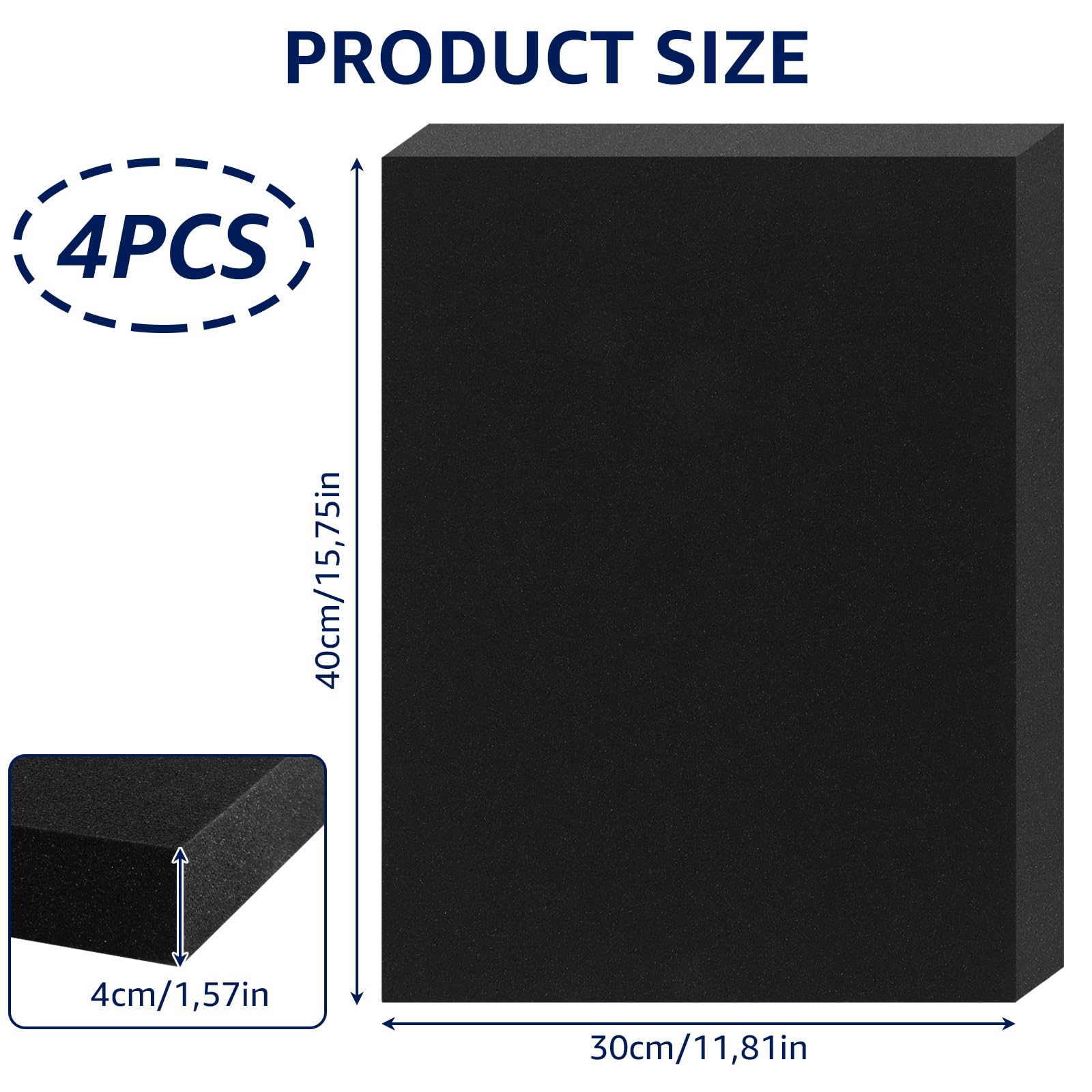 SHUESS 4 piezas de espuma de 400 x 300 mm, inserto de espuma para maletín, inserto de espuma para herramientas – como plantilla para cortar tú mismo, altura 40 mm