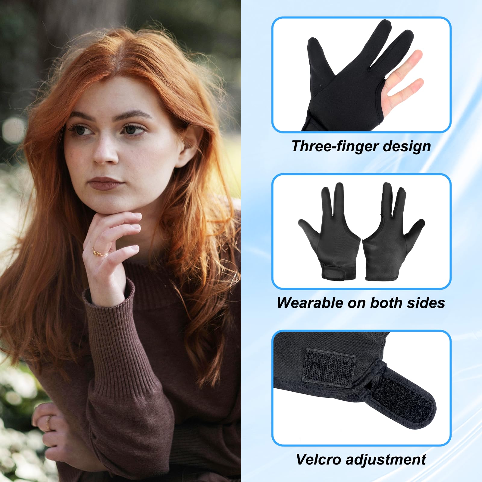 Giantree Lot de 2 gants résistants à la chaleur pour coiffure, fer à friser professionnel à trois doigts, gants de coiffure, fer à friser, gants de protection contre la chaleur, gants pour coiffure,