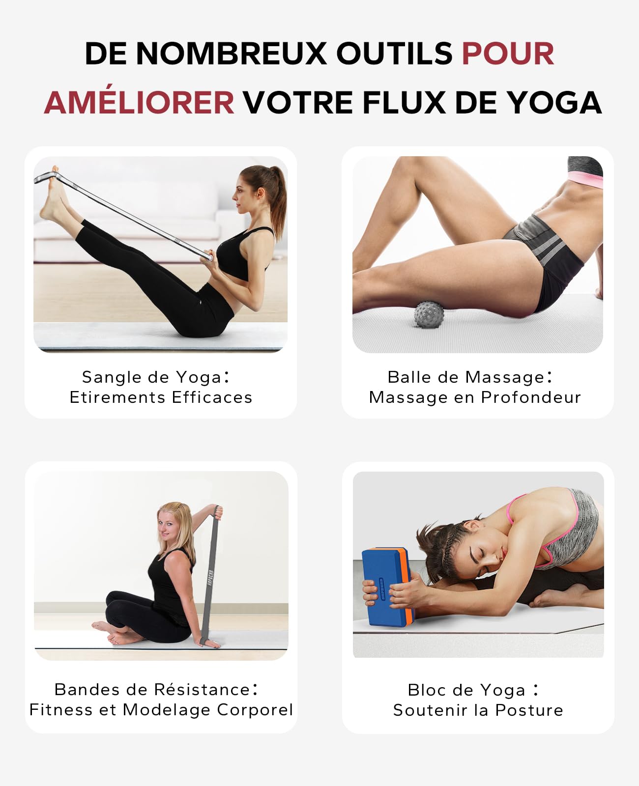 HAPBEAR Lot de 2 Blocs de Yoga - 22,8 x 15 x 7,6 cm Mousse EVA Haute Densité avec Surface Texturée Antidérapante, Pour les Étirements Profonds et les Exercices Légers
