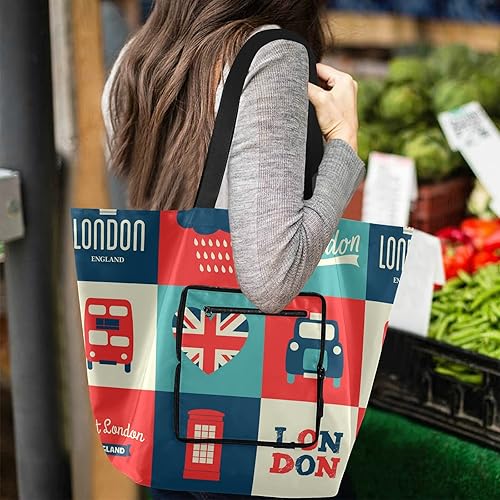 Miniatura 5 de ALAZA Bolsa grande reutilizable para comestibles, plegable, ligera, con asas para exteriores, picnic, viajes, Multi 9