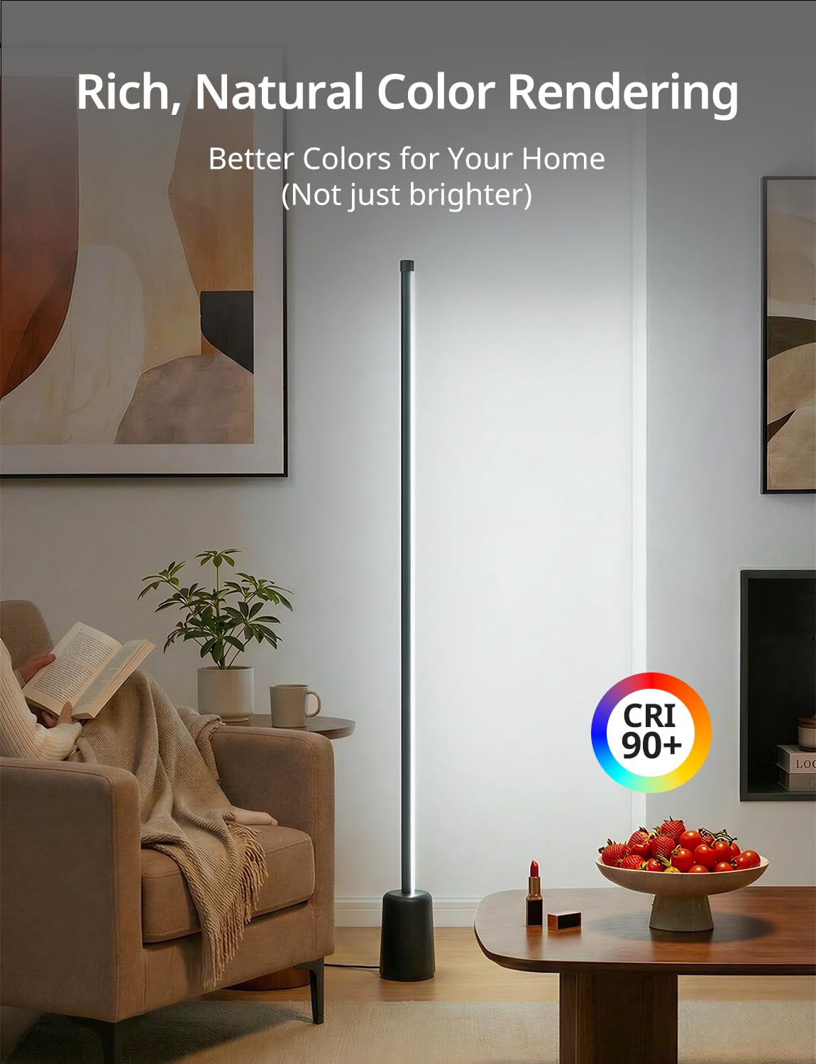 Ailofy Lampada da terra angolare, lampada LED RGBW da 1500 lm, compatibile con Alexa e Google Assistant, 16 milioni di colori fai da te, sincronizzazione musica, controllo app, moderna lampada da
