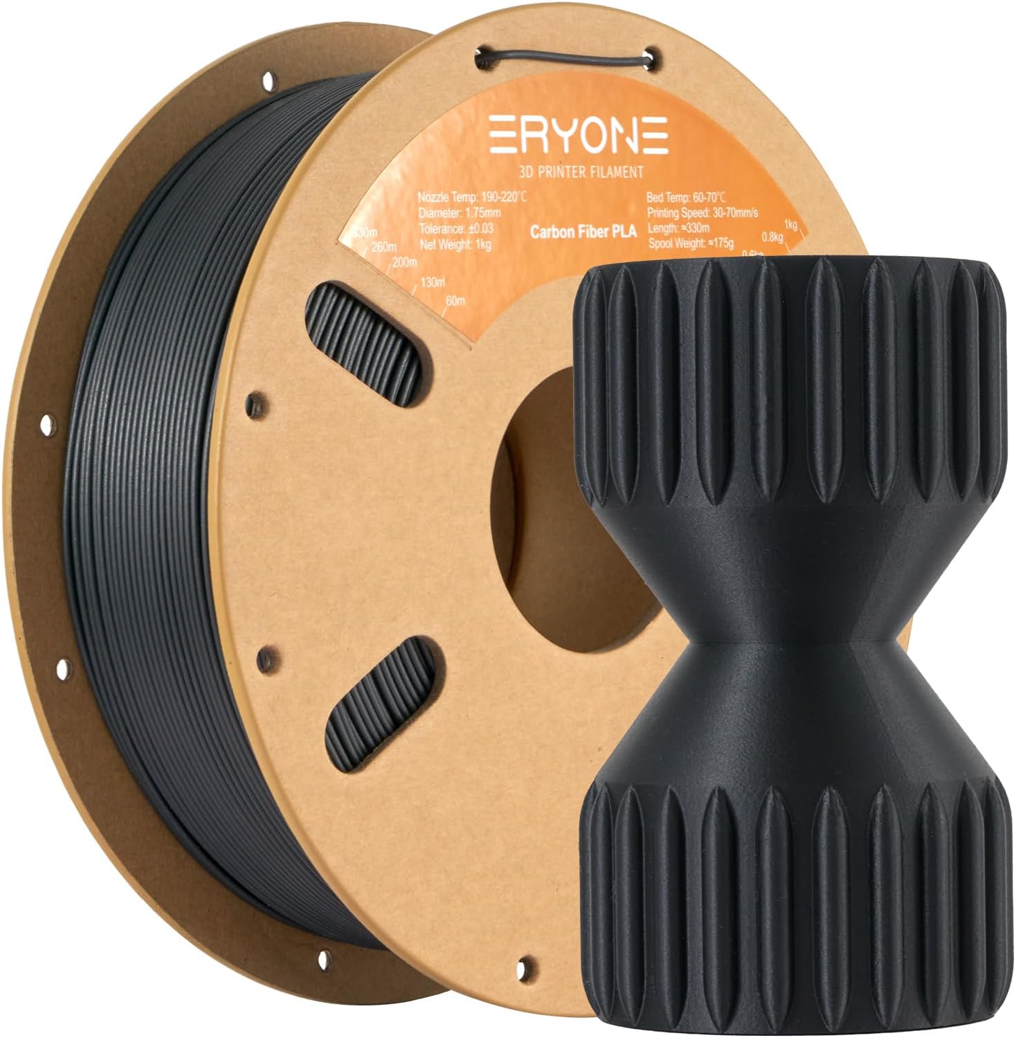 ERYONE Carbon Fiber Filament PLA 1.75 mm, PLA Filament for 3D Printer, 0.03 mm, 1