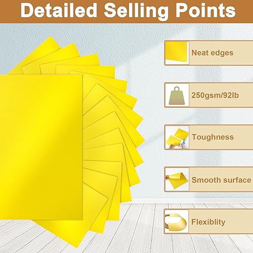 Miniatura 10 de Silunkia 28 hojas de papel de cartulina dorada brillante de 8.5 x 11, 8.82 ozm92 libras de papel grueso, ideal para tarjetas de bricolaje, tarjetas