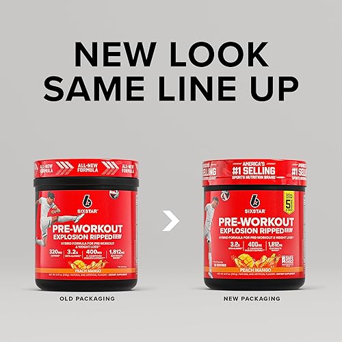 Miniatura 9 de Six Star Pre-Workout Explosion Ripped 2.0 Watermelon - Polvo de resistencia con cafeína, beta-alanina, tampón de ácido láctico, recuperación de