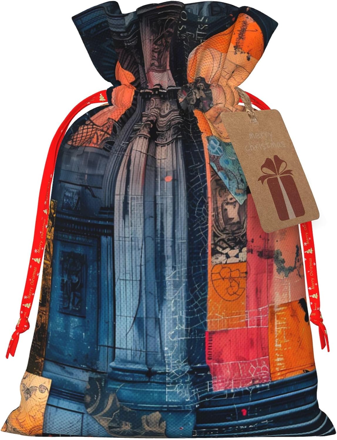Hekroxu Gift Bag Reusable Wrapping Bag For Holiday Party,Ornate Collage (1)
