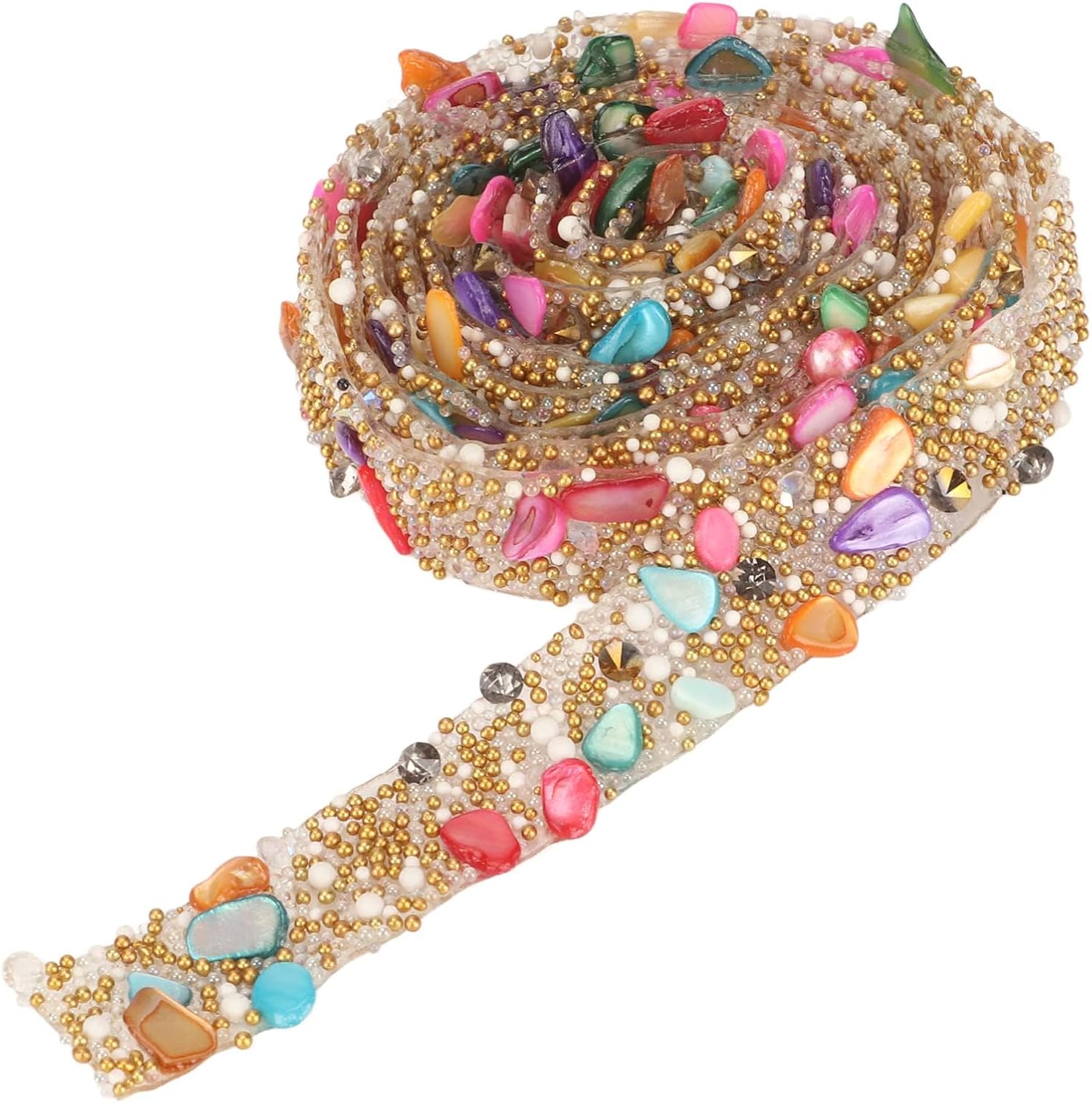 Self Adhesive Crystal Rhinestone Ribbon Rhinestone Strips, 9.8ft Rhinestone Trim Ribbon Colorful Artificial Stone Beaded Iron On Applique Chain Embellishment Sewing Accessories