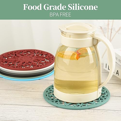 Miniatura 4 de Kalsreui Salvamanteles verde azulado para platos calientes, almohadillas calientes de silicona para cocina, salvamanteles de silicona para ollas y