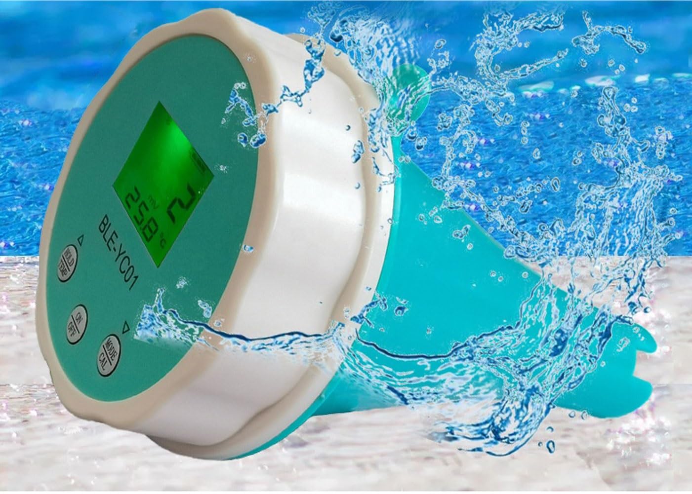 Probador de calidad de agua de piscina inteligente 6 en 1,termómetro de piscina, monitor de piscina Bluetooth,temperatura PH CL EC TDS ORP, cloro de temperatura digital for piscina,acuario,laboratorio