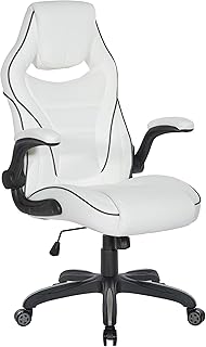 OSP Furniture Xeno Ergonomic Adjustable Gaming Chair, White with Black Accents