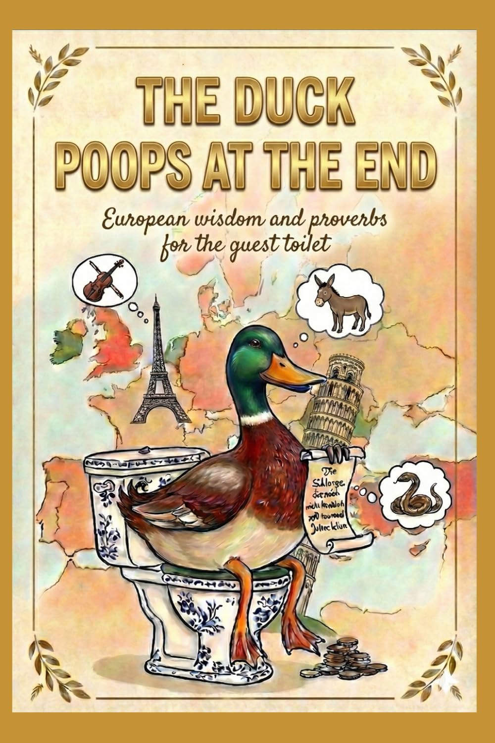 The duck poops at the end: European wisdom and proverbs for the guest toilet