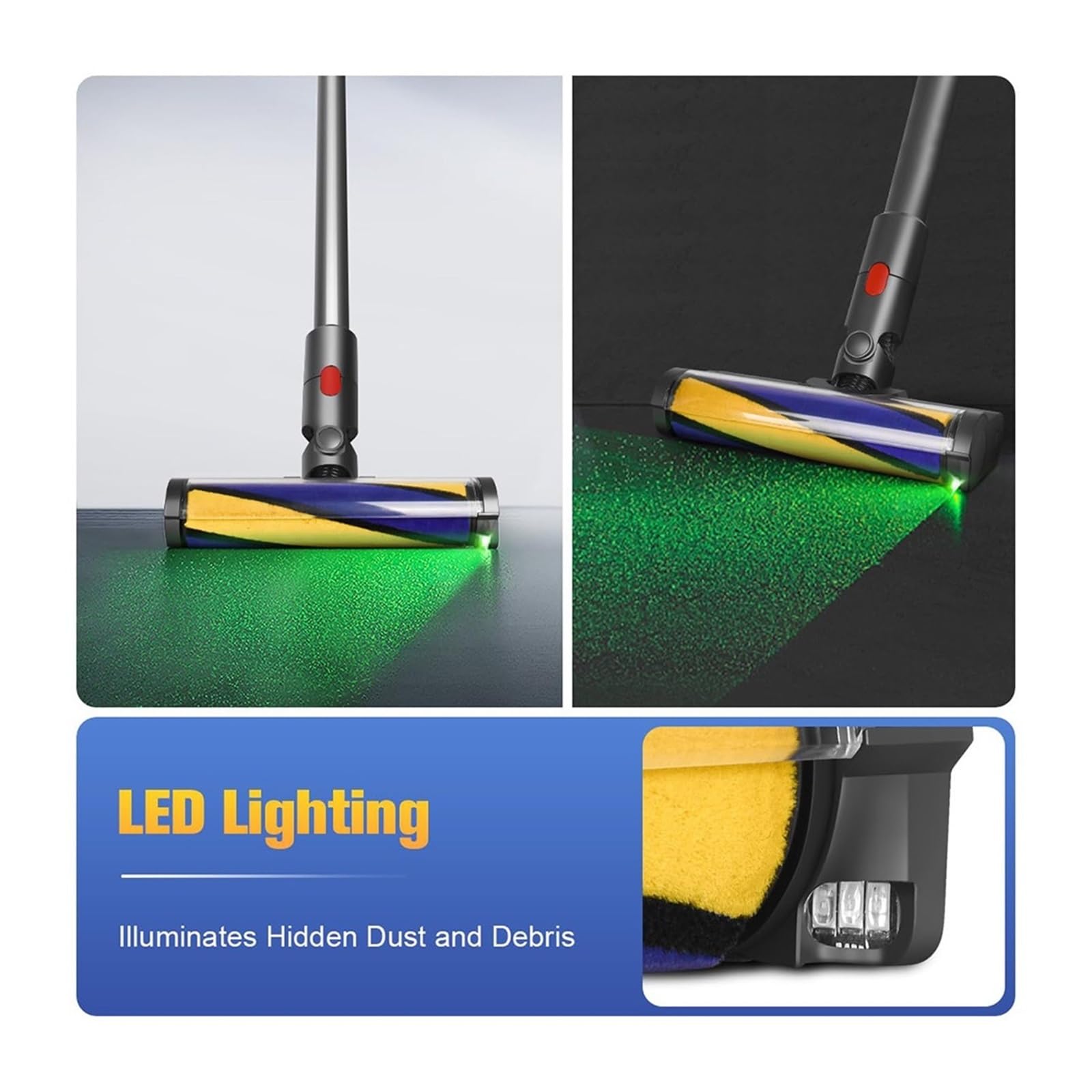 Cepillo Láser, Compatible con Dyson V12, Accesorios For Aspiradoras, Repuestos De Cabezal De Motor con Cabezal De Cepillo De Rodillo De Alfombra con Luz Verde(Combination)