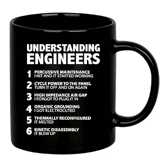 Panvola Understanding Engineers Engineer Mug 11oz Black | STEM Gift Tech Gifts Ceramic Mug Novelty Drinkware