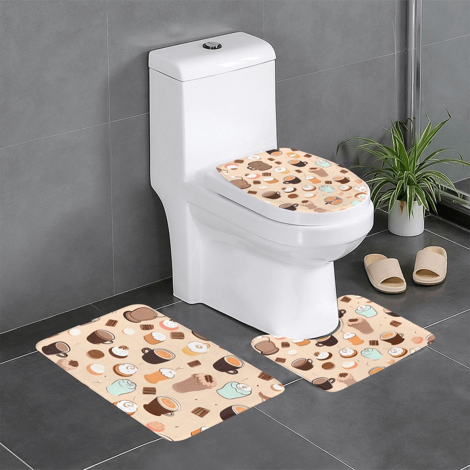 Tapis de salle de bain antidérapant 61x40 cm lot de 3 pièces pour lavabo et WC