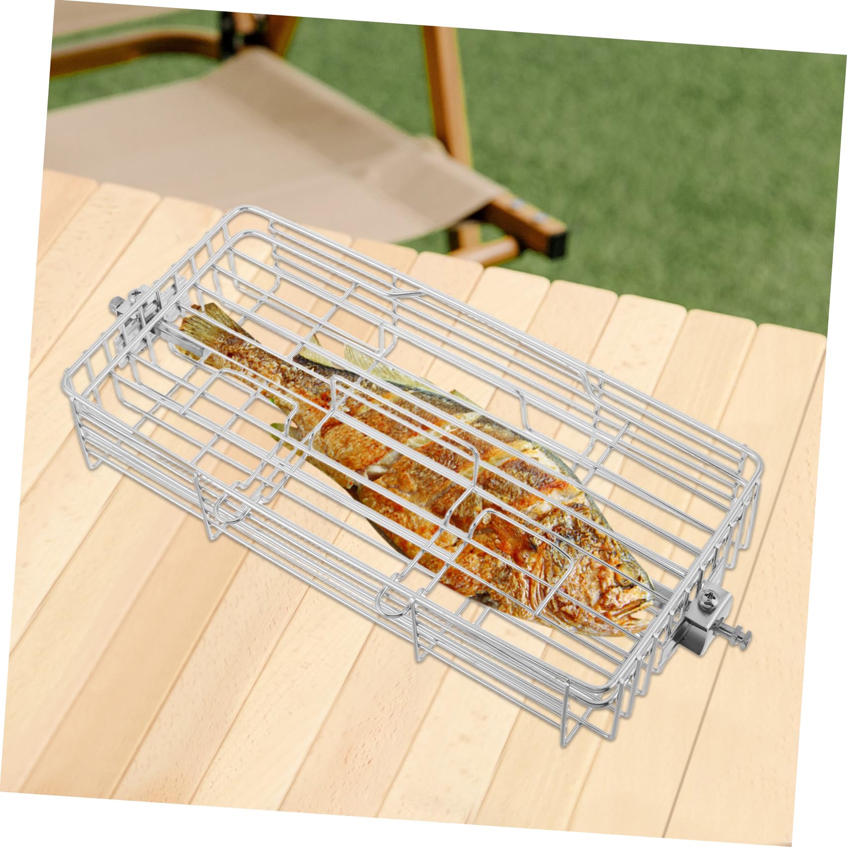 Estante para asar carne, herramienta giratoria ajustable para parrilla de barbacoa para pescado y pollo, accesorio versátil para cocinar al aire libre y acampar para asar en el patio trasero