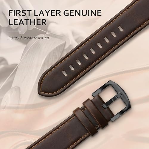 Miniatura 3 de EDIMENS Correas de cuero compatibles con Apple Watch de 1.81 pulgadas, 1.77 pulgadas, 1.73 pulgadas, 1.65 pulgadas (serie 1, 2, 3) para hombres y