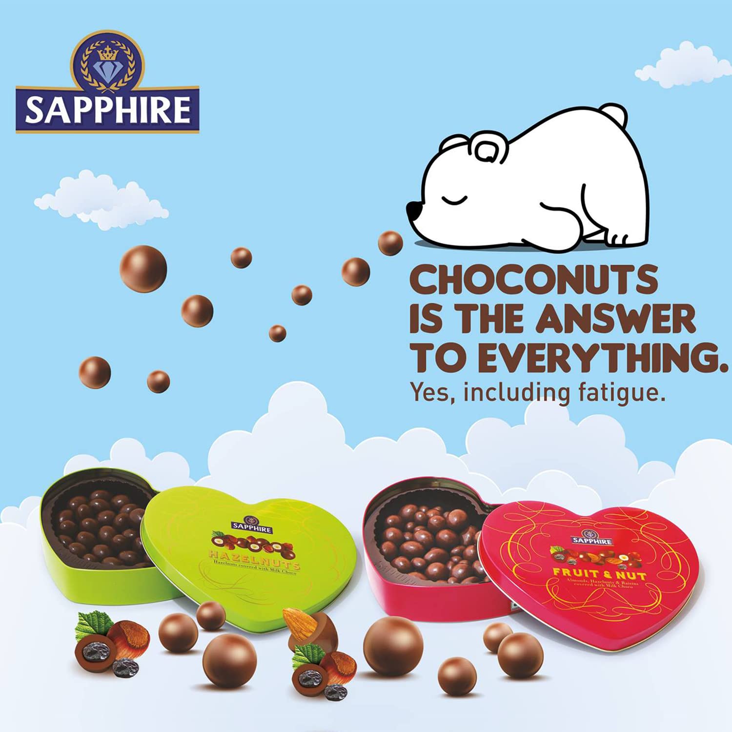 Sapphire Fruit and Nut Heart Tin Box Pouch, 160 g | Mouth Melting Milk Chocolate With Nutritious and Nutty Crunch - Image 8 thumbnail