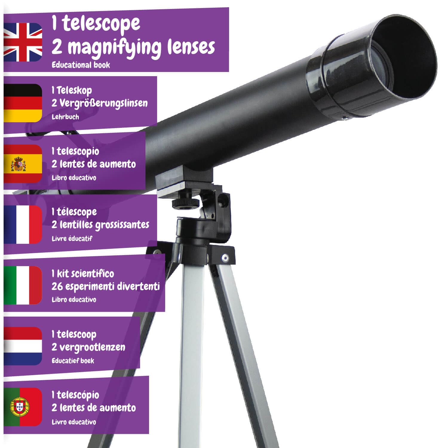 Science4you Télescope Astronomique Lunaire pour Enfant - Kit Scientifique avec Télescope, Jouet pour Garçon et Fille avec Lunette Astronomique, Kit Éducatif de Sciences pour Enfants 7 8 9 10+ Ans