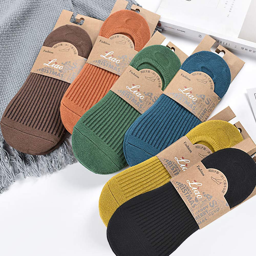 6 Pairs Calcetines Invisibles Hombre & Mujer, Algodón Transpirable Calcetines Cortos Elástco Con Silicona Antideslizante Calcetín Para Zapatos de Casuales