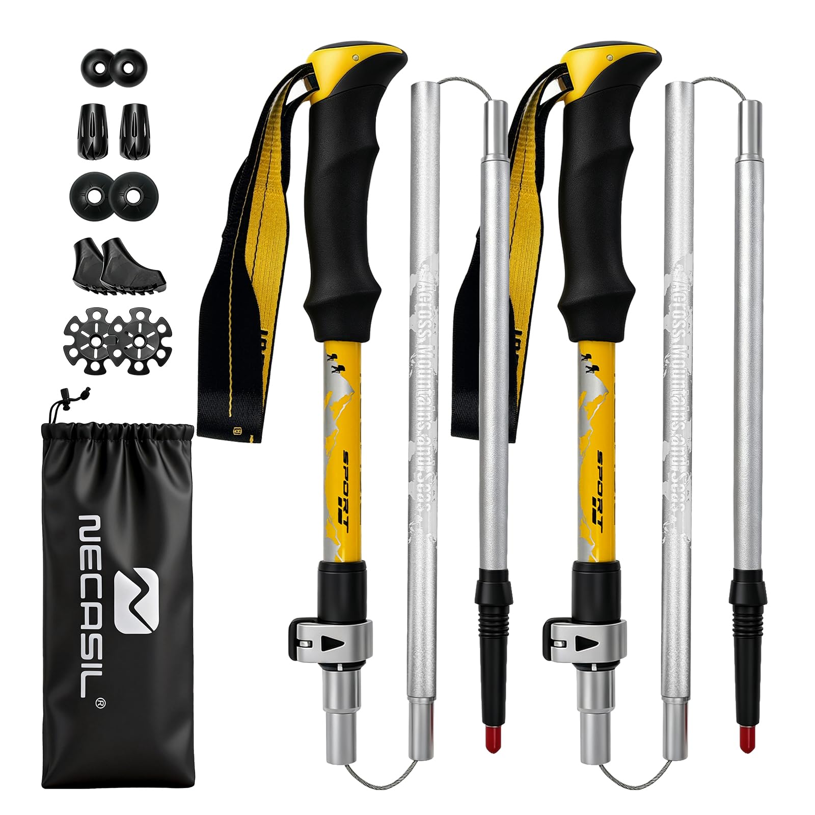 N82 Pro Bâtons de randonnée pliables triples - Bâtons de trekking ultra légers en aluminium 6061 - Bâtons télescopiques réglables pour l'extérieur (254 g/pièce, 110-125 cm) pour randonnée, trekking