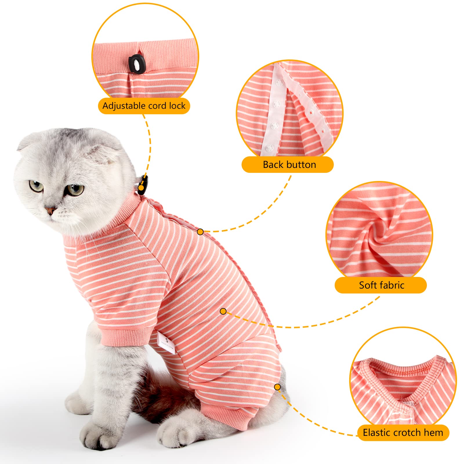 LIANZIMAU Body Gatto Post Operatorio Tuta Recupero Gatto Medica per Gatto Tute a Maniche Lunghe Prevenire lo spargimento Abbigliamento per Gatto