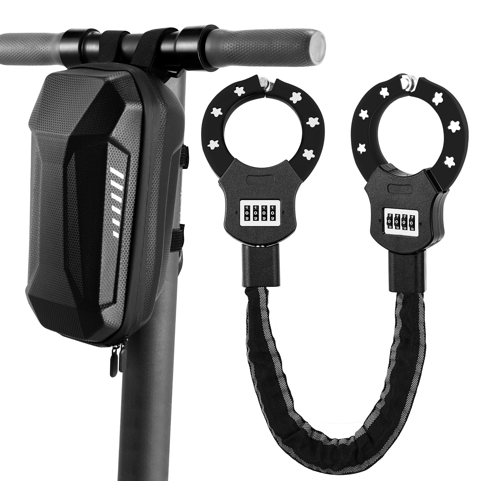 TLGREEN 93cm Lucchetto Monopattino Elettrico, con Codice a 4 Cifre, 6 mm Lucchetto a Catena Antifurto, Lucchetto per Scooter con Borsa Impermeabile, per Scooter/Monopattino Elettrico/Bicicletta/Moto