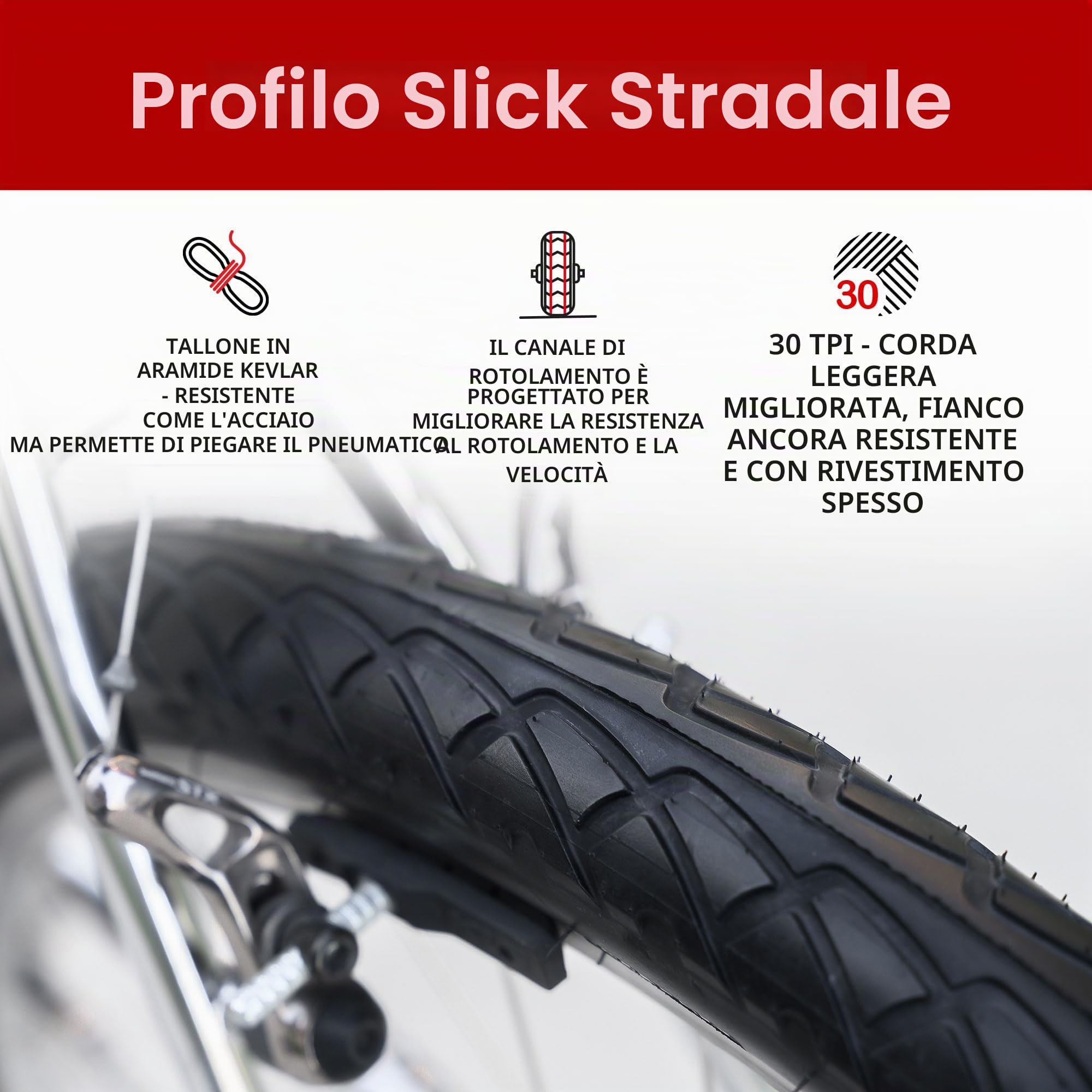 Fincci Copertone 26x2.125 Pollici 54-559 Pneumatico Pieghevole per Strada MTB Gomme Slick Mountain Bike Ibrida Bici Stradale Corsa Bicicletta Copertone 26 x 2.125