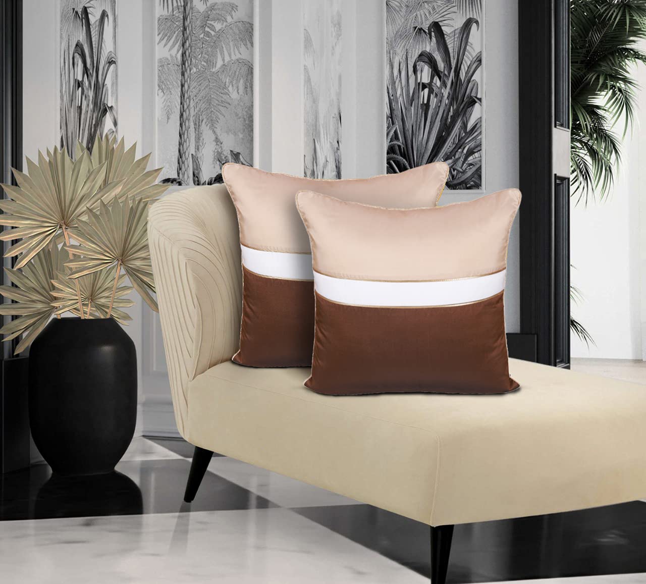 Buy Home9ine Designer Solid Striped Polyester Cushion Covers (60 X 60Cm