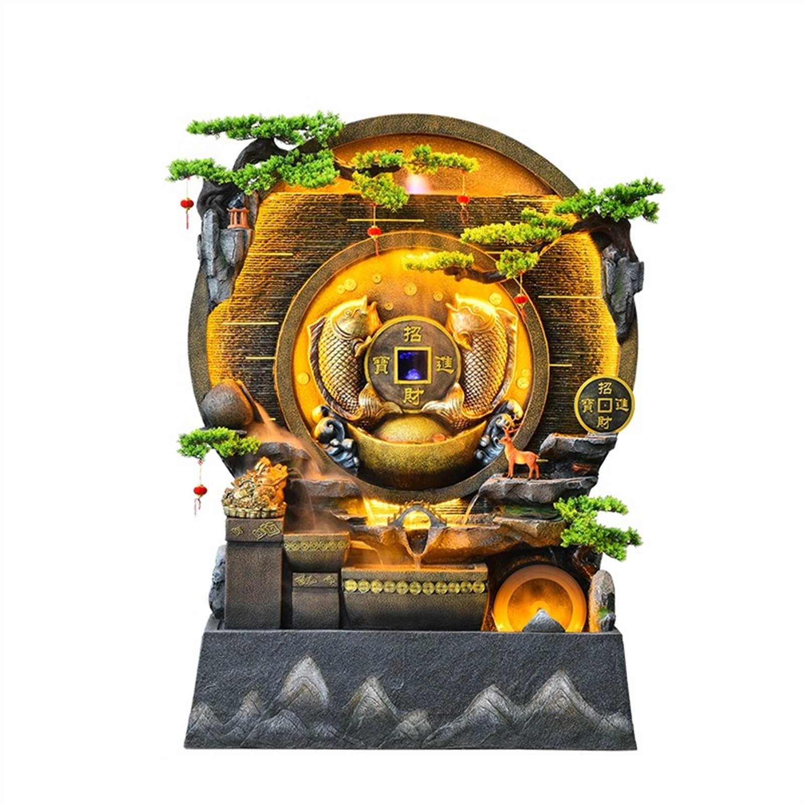 Jingzai202405 Indoor Floor Fountain Rockery Water Fountain, Living Room Courtyard Water Wall Crafts, Garden Landscape Decoration Water Fountain