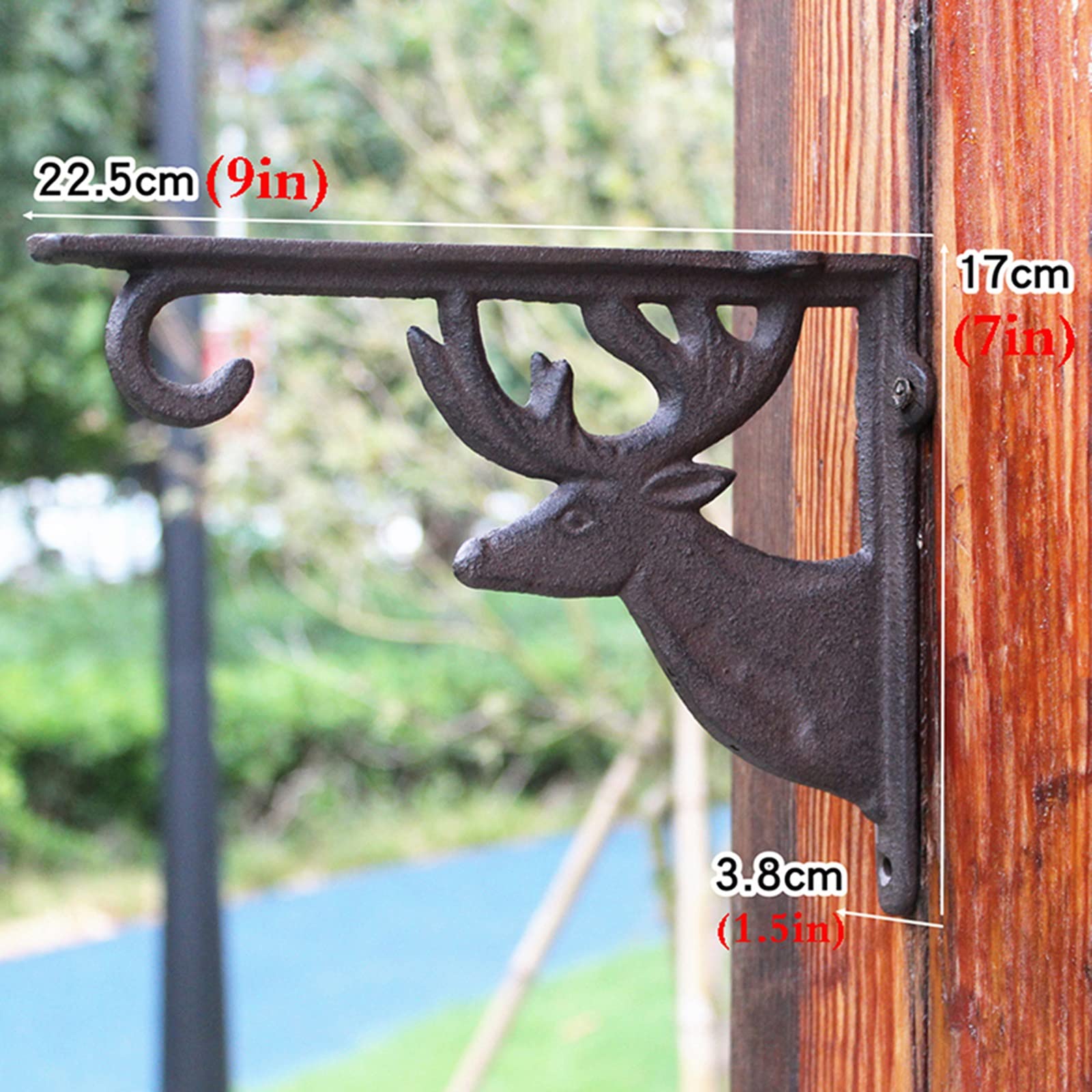 TZUFA Staffe per Mensole Staffe per Carichi Pesanti in Ghisa, 22,5 * 17 cm Staffe per Mensole Decorative in Cervo con Gancio, Staffe Rustiche per Mensole, 2 Pezzi