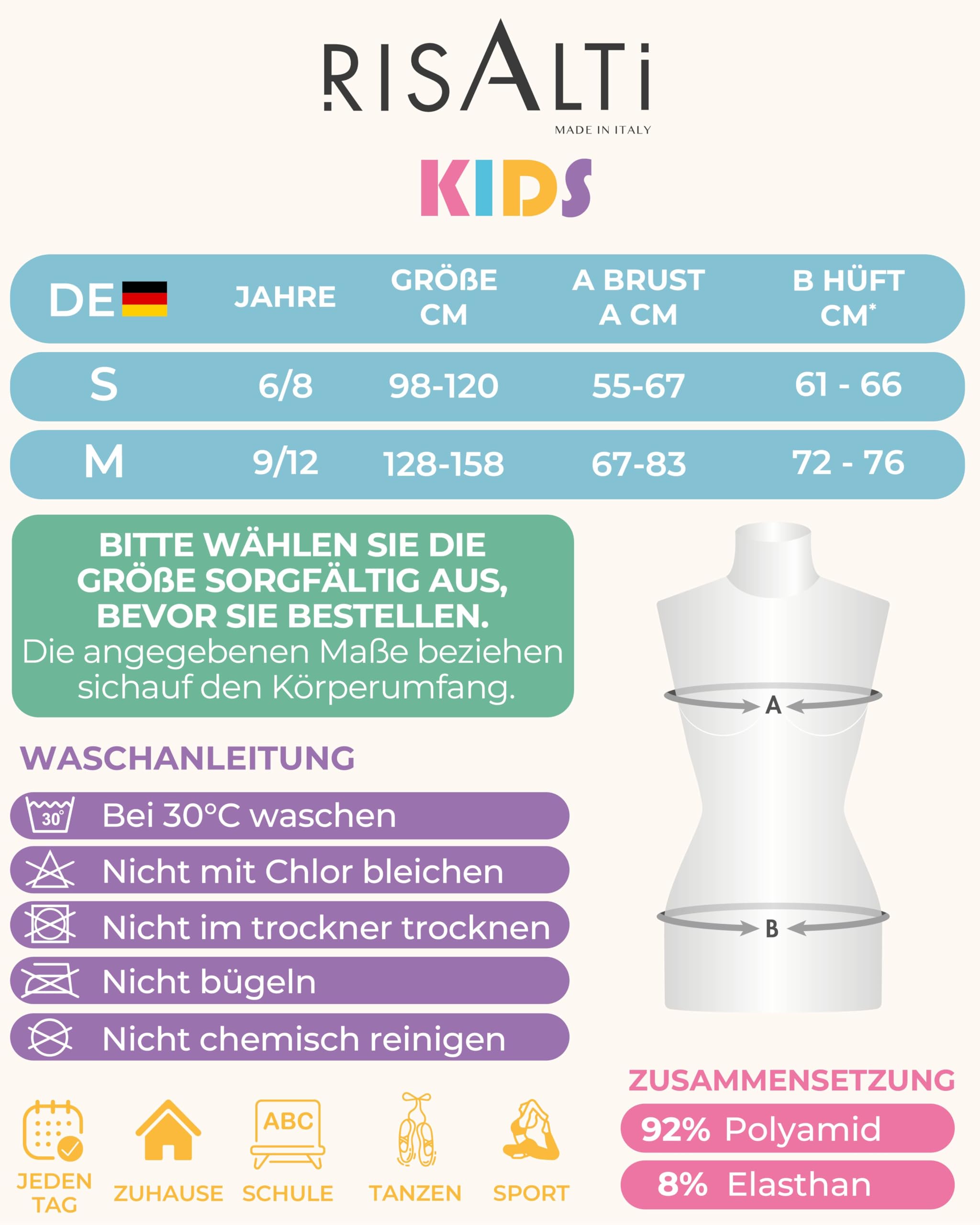Risalti Bustier Mädchen Olympic Mikrofaser 3 STK - Sport Top Mädchen, Nahtlose Tank Tops Made In Italy